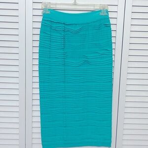 Women Medium Light Aqua High Waist Ruched Form Fitting Skirt